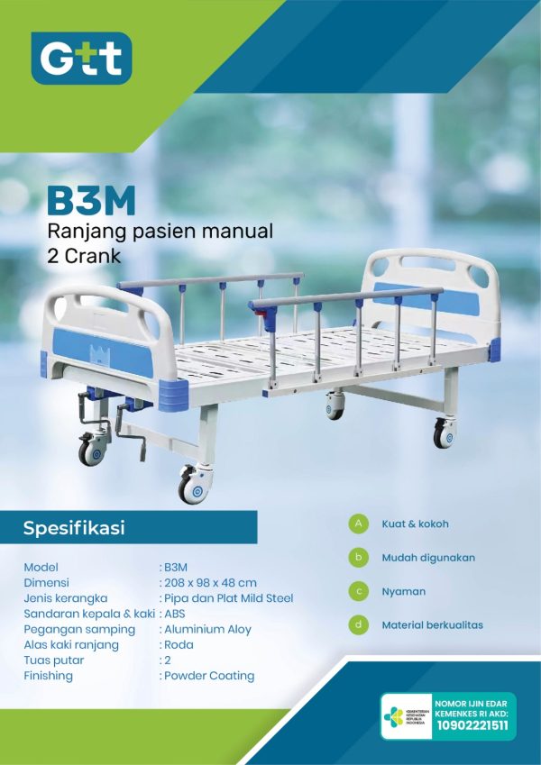 Hospital Bed 2 Crank ABS Manual - Gambar 2