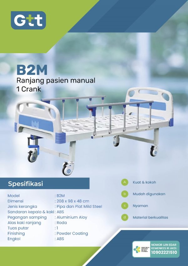 Hospital Bed 1 Crank ABS Manual - Gambar 2