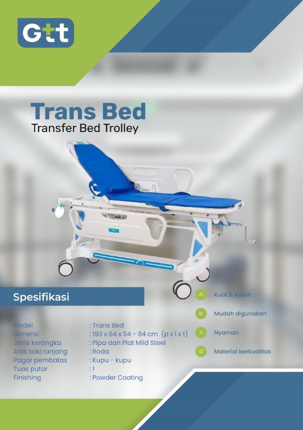 TRANSFER BED TROLLEY GTT/ STRECHER - Gambar 2